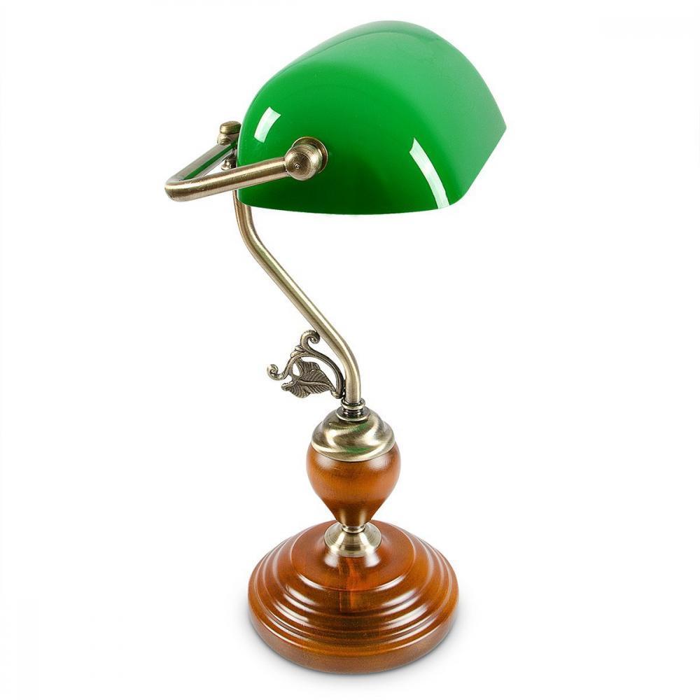 Lampe De Bureau Banquier Avec Un Abat-jour Vert En Verre Ampoule À Douille E-27