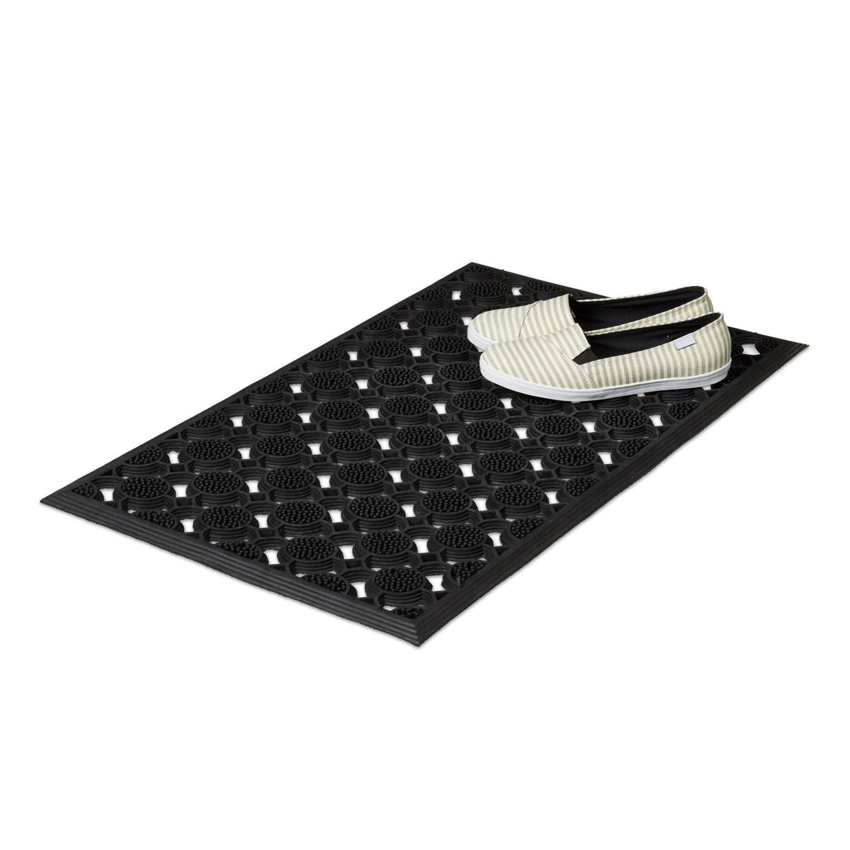 Relaxdays Paillasson En Caoutchouc Antiderapant Resistant Aux Intemperies Hlp : 05 X 75 X 45 Cm Exterieur Noir