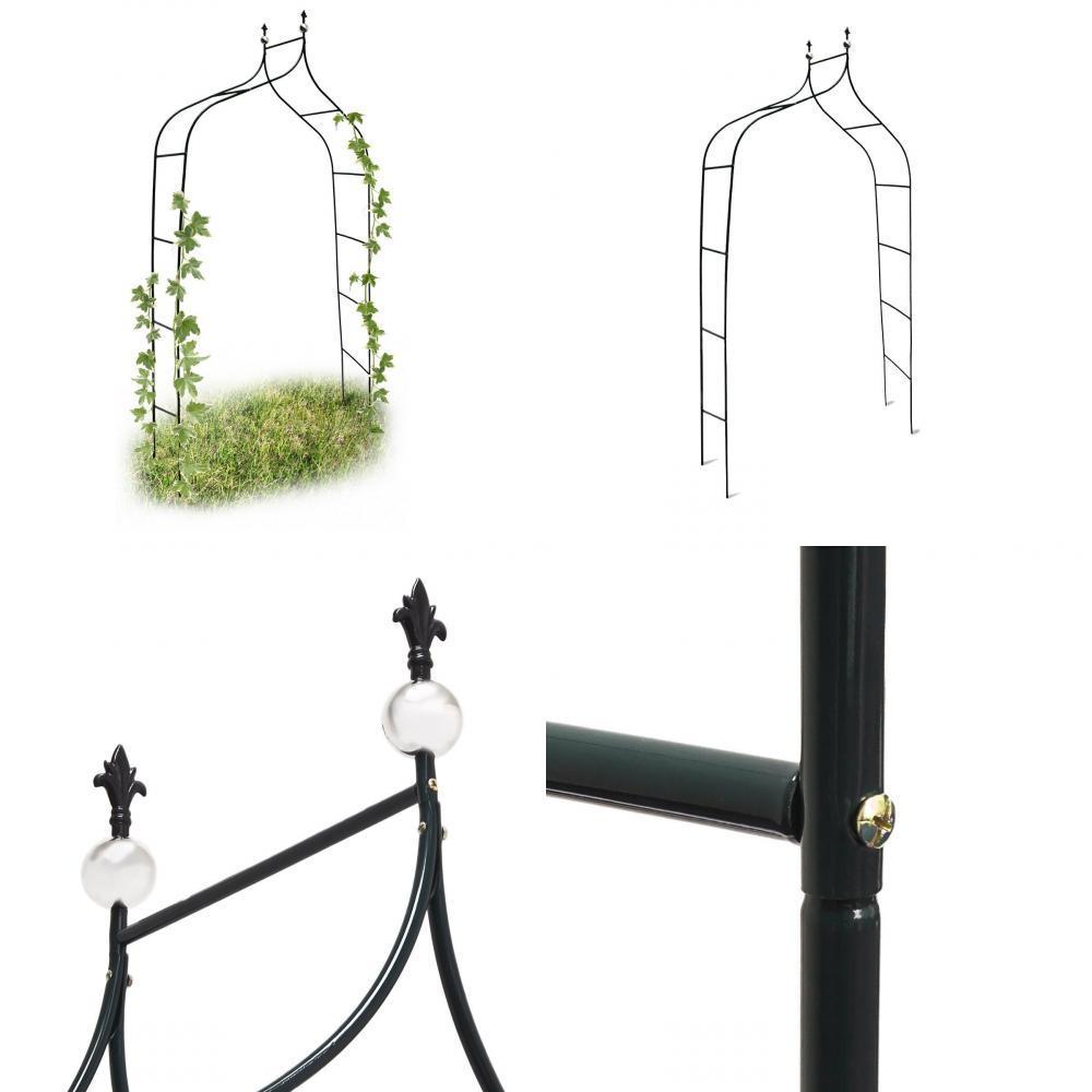 Relaxdays Arche A Rosiers Courbee Avec Pointe Metal 24 M Arceau De Jardin Obelisque Tuteur Plantes Grimpantes Vert