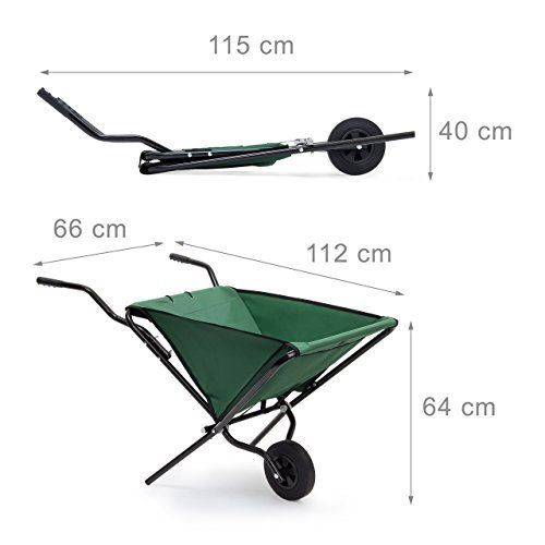 Relaxdays Brouette Pliable 66x 64x 112cm Pliable Barrow Chariot De Jardin Avec Polyester Robuste Peu Encombrant En Acier Chariota¦