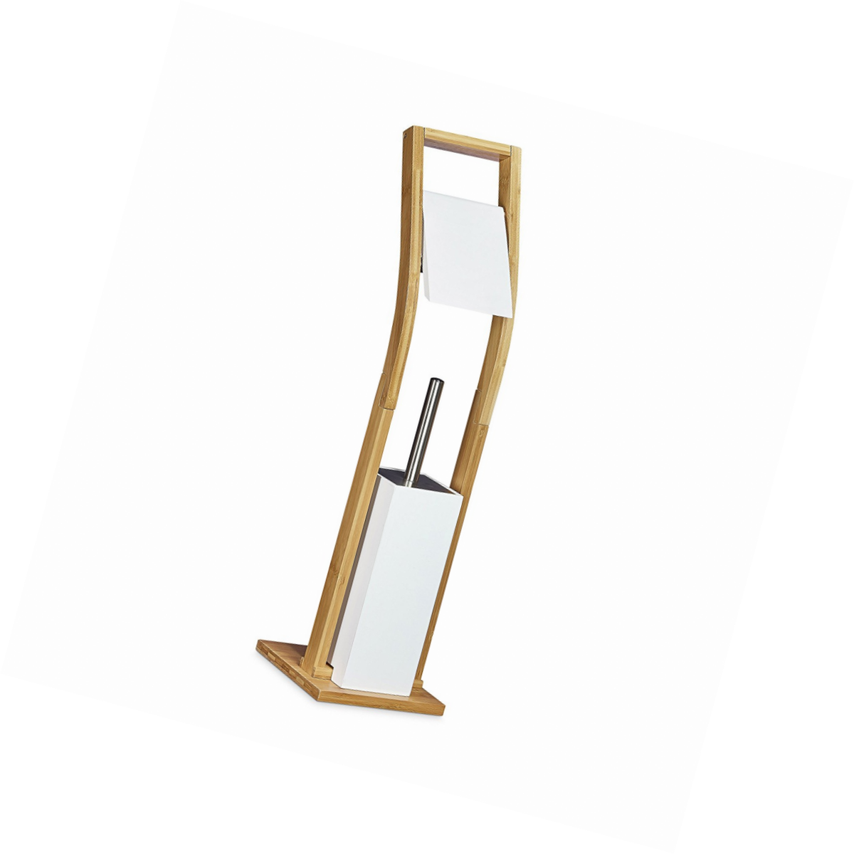 Relaxdays Ensemble Porte Brosse WC et Distributeur Papier Toilettes en Bois Bamb