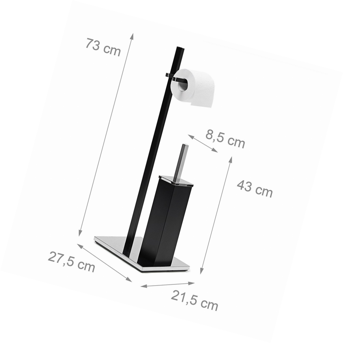 Ensemble Support Brosse Wc Porte-papier - Relaxdays - Inox - Noir - Dimensions 73x215x275 Cm - Design Elegant