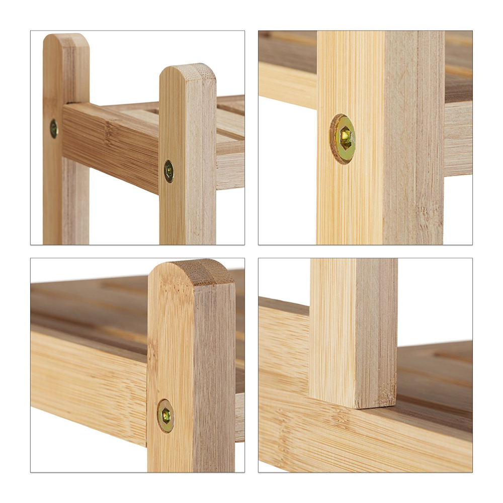 Relaxdays Etagere De Salle De Bain En Bambou 5 Niveaux Colonne De Rangement Sur Pied Hxlxp 121 X 33 X 28 Cm Nature