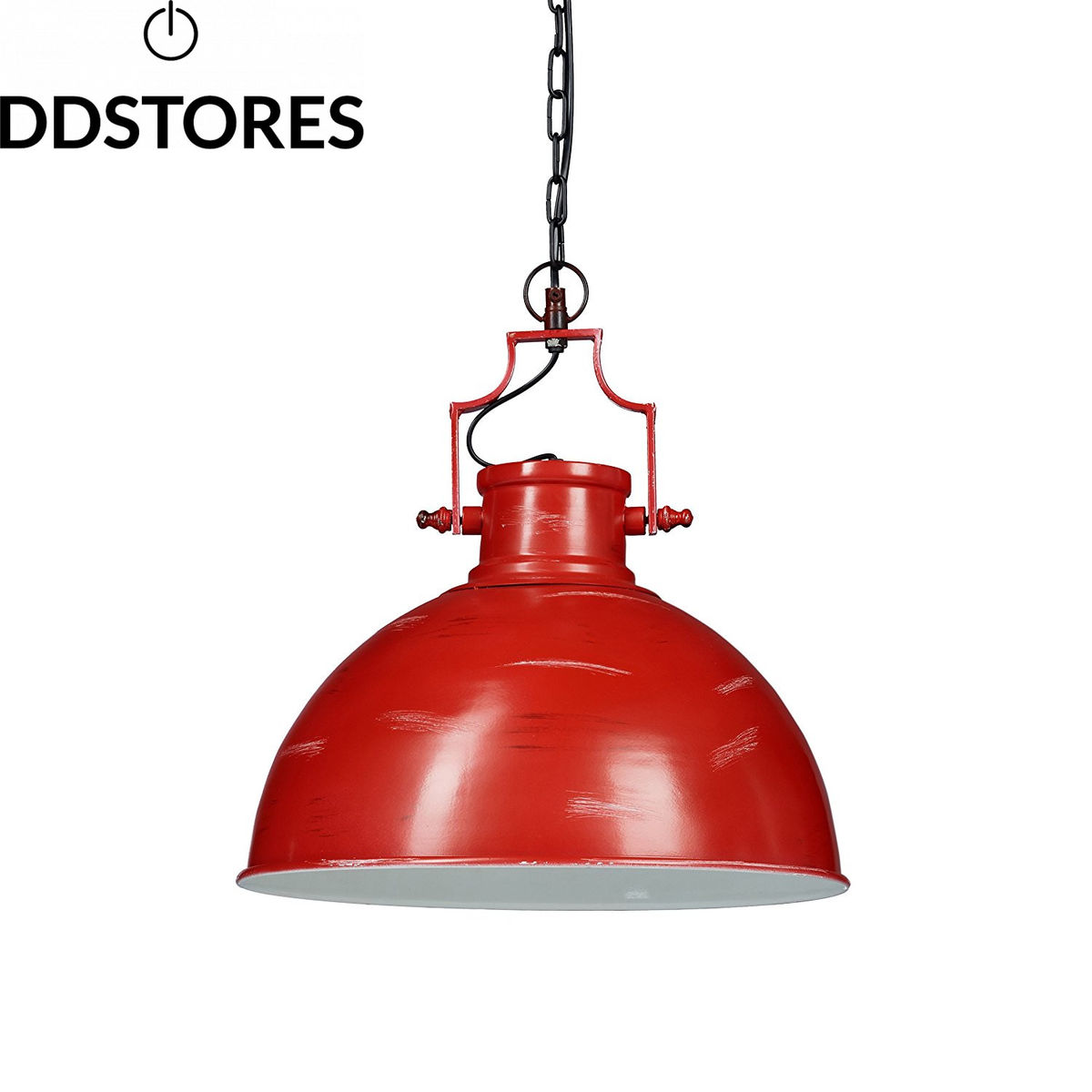 Relaxdays Lampe A Suspension Industriel En Fer Abat-jour Rouge Style Retro Vintage Hxlxp: 154 X 41 X 41 Cm, Rouge