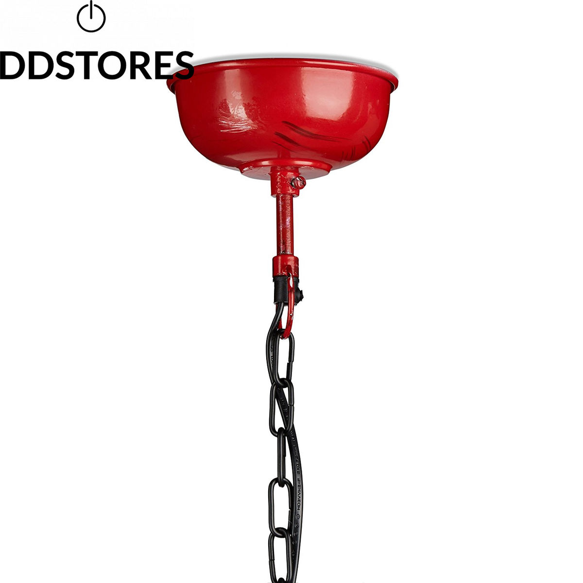 Relaxdays Lampe A Suspension Industriel En Fer Abat-jour Rouge Style Retro Vintage Hxlxp: 154 X 41 X 41 Cm, Rouge