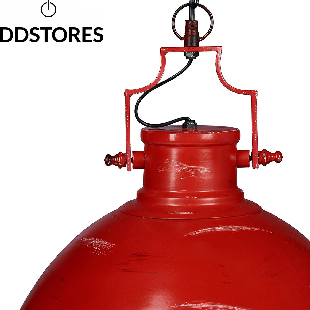 Relaxdays Lampe A Suspension Industriel En Fer Abat-jour Rouge Style Retro Vintage Hxlxp: 154 X 41 X 41 Cm, Rouge