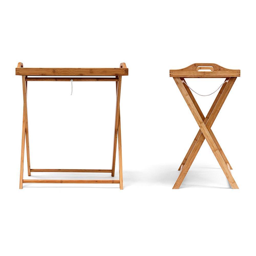 Relaxdays Table Dappoint Pliante Avec Tablette Table De Salon Basse En Bambou H X L X P : 635 X 55 X 35 Cm Nature