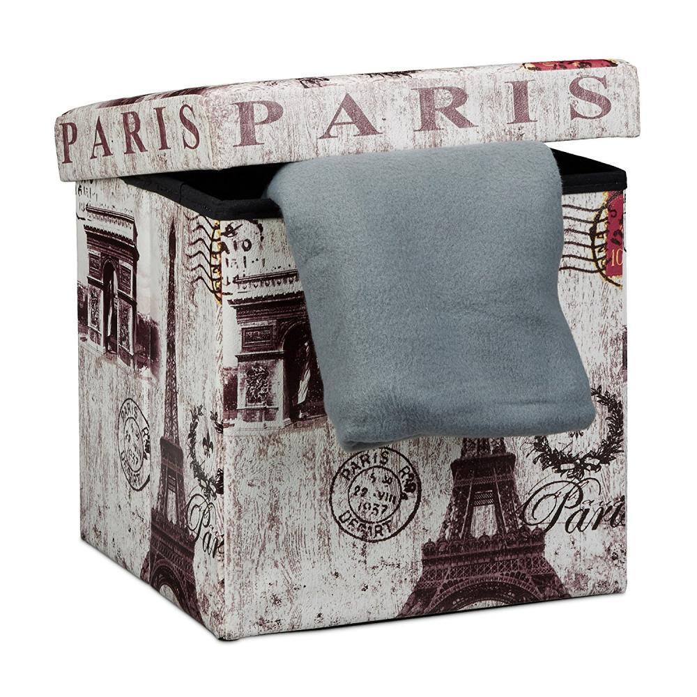 Relaxdays 10019050 Tabouret Pliant Coffre De Rangement Pliable Banc Stockage...