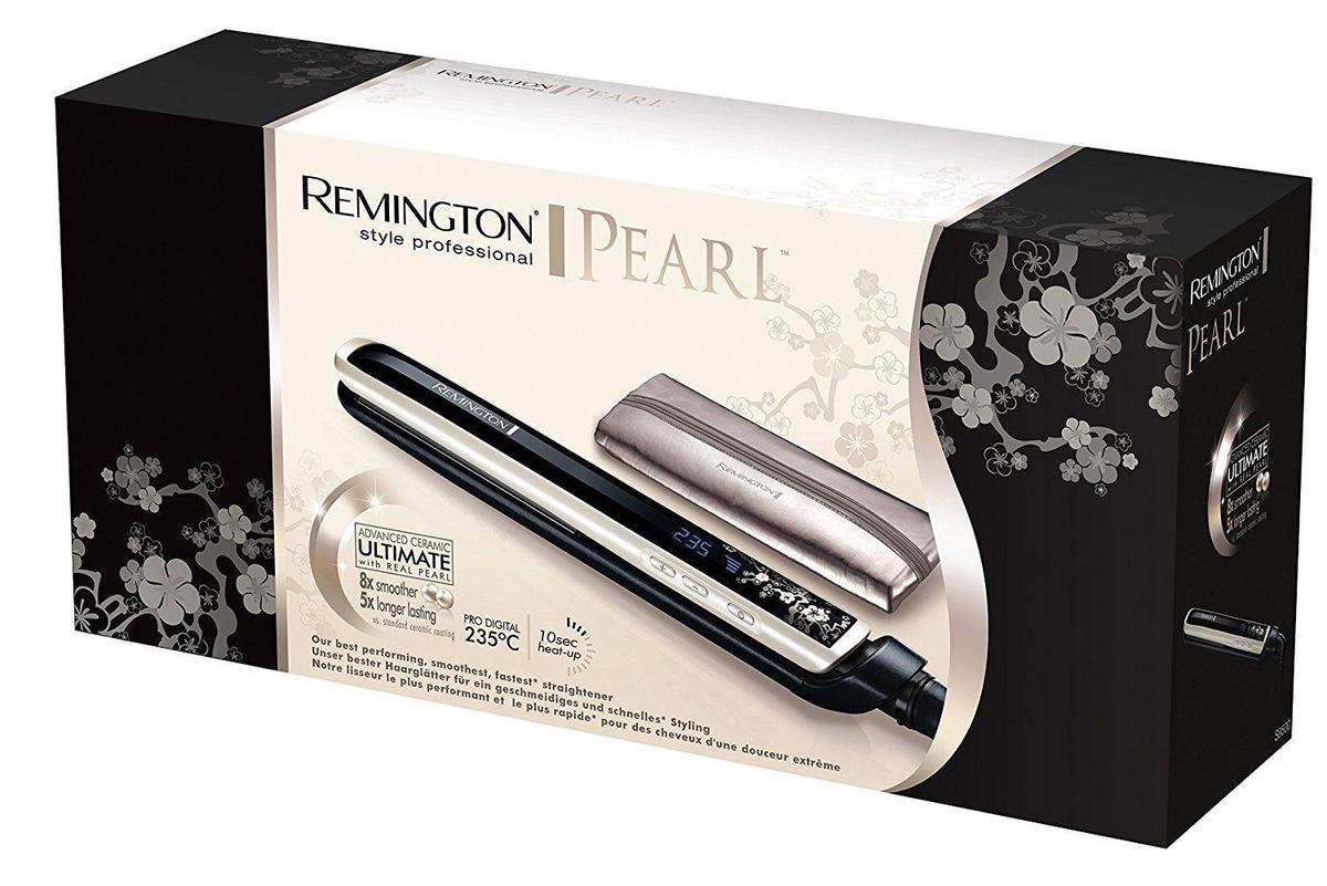 Fer A Lisser Remington S9500 - Lisseur Pearl - Soin Eclats De Perles - Plaques Souples Xl Ceramique Avancee