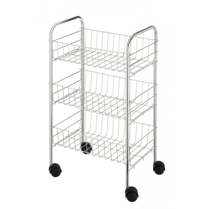 Desserte Cuisine Florence - Wenko - Chariot De Rangement A Roulettes - Metal - Gris - 38x63x25 Cm
