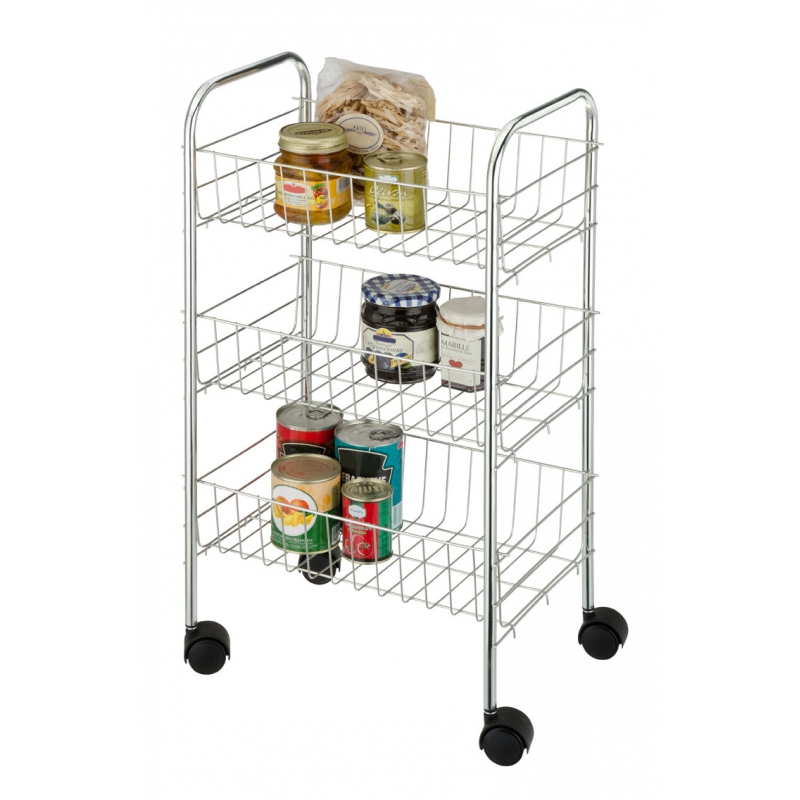 Desserte Cuisine Florence - Wenko - Chariot De Rangement A Roulettes - Metal - Gris - 38x63x25 Cm