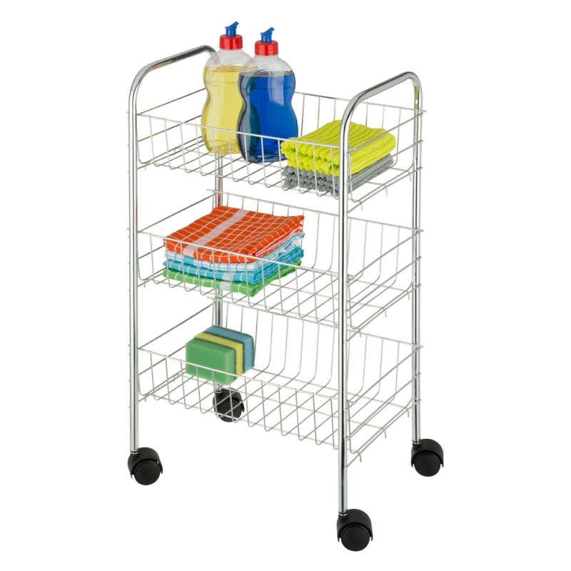 Desserte Cuisine Florence - Wenko - Chariot De Rangement A Roulettes - Metal - Gris - 38x63x25 Cm
