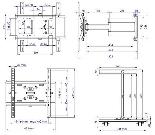 Support Tv Mural Ricoo R23-s - Bras Articule Inclinable Orientable - Vesa 200x200-400x400