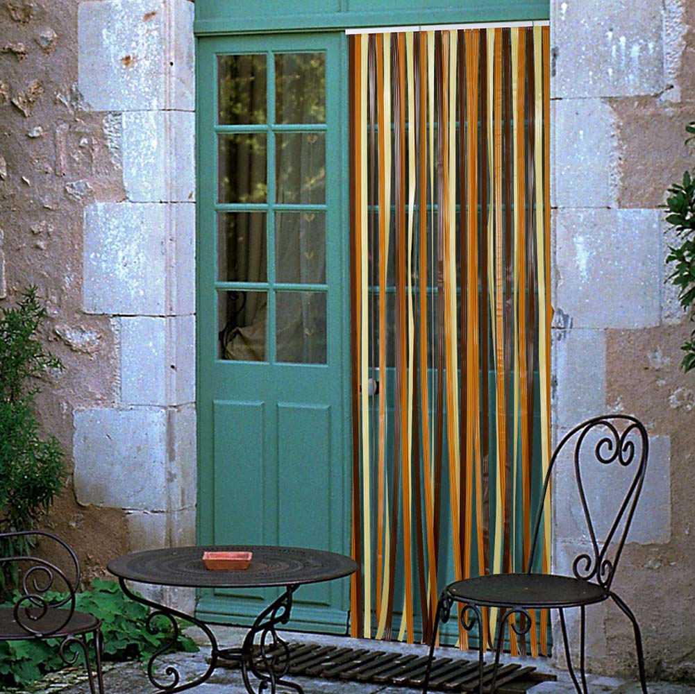 Rideau De Porte Antilles En Polyethylene 90x220 Cm Brun Et Beige