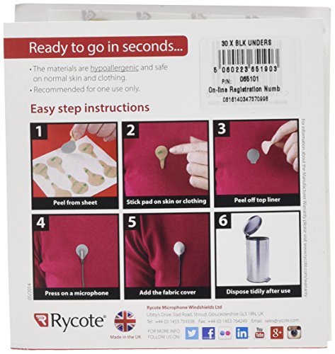 Rycote 065101 Undercovers Fixations Micro pastilles Autocollantes et en tis 
