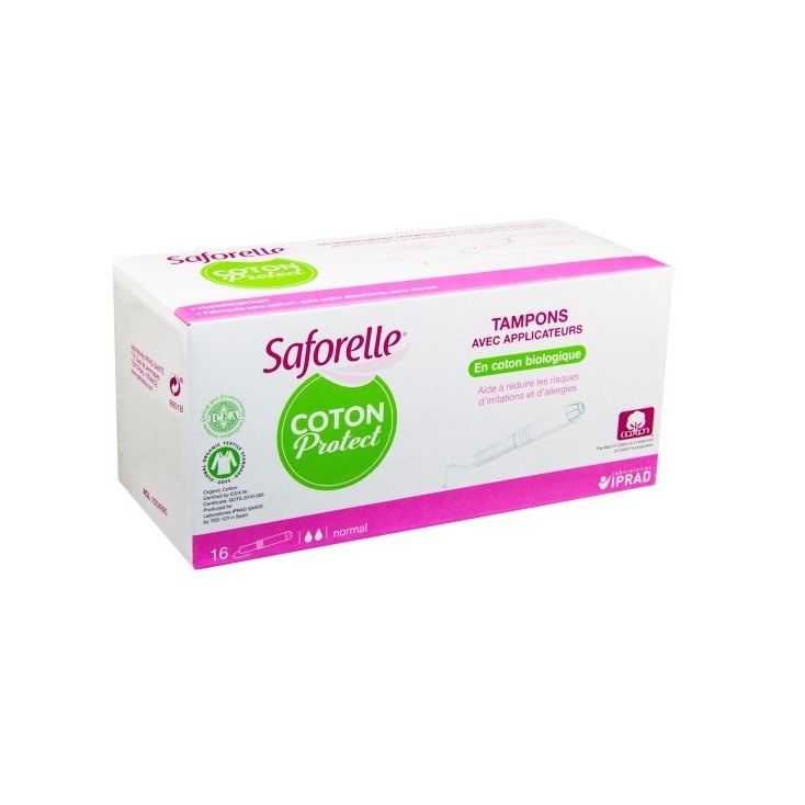 Saforelle Protections Tampons Normal En Coton Bio Avec Applicateur 16 Unites