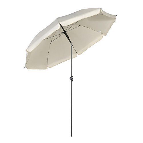 Sekey Parasol Rond De 200 Cm Creme Protection Solaire Uv 25+ Ideal Pour Le Jardin Et La Terrasse