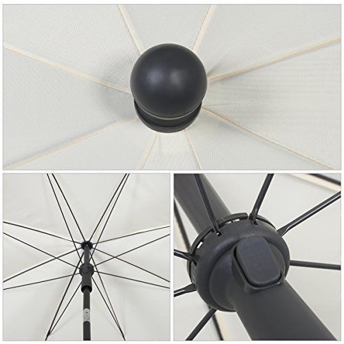 Sekey Parasol Rond De 200 Cm Creme Protection Solaire Uv 25+ Ideal Pour Le Jardin Et La Terrasse