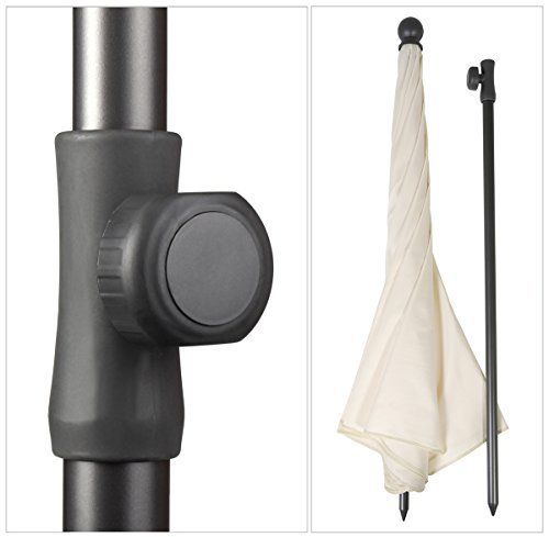 Sekey Parasol Rond De 200 Cm Creme Protection Solaire Uv 25+ Ideal Pour Le Jardin Et La Terrasse