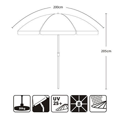 Sekey Parasol Rond De 200 Cm Creme Protection Solaire Uv 25+ Ideal Pour Le Jardin Et La Terrasse
