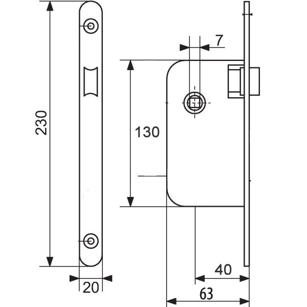 Serrure a larder Bec de canne axe 40 mm blanche A encastre reversible