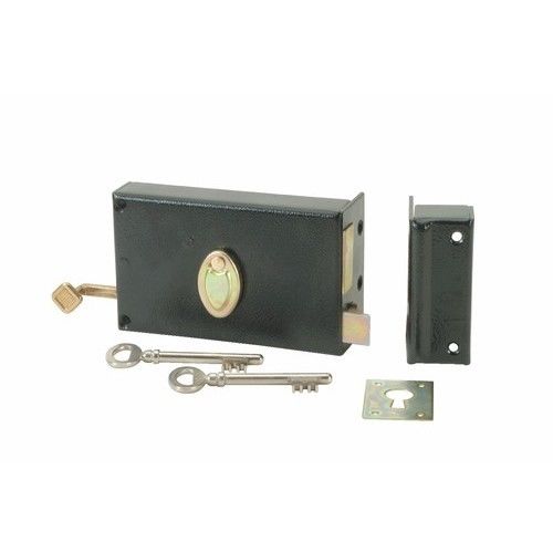 Serrure a gorge en applique noire droite a tirage Axe a 70 mm Serie