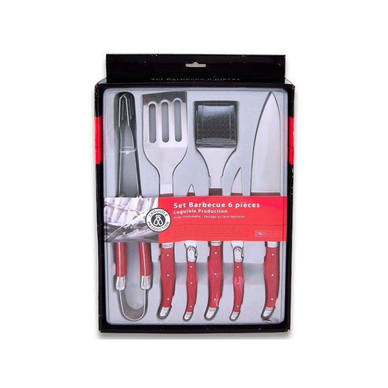 Set barbecue 6 pieces Laguiole Production Tarrieras Bonjean Rouge  - Neuf