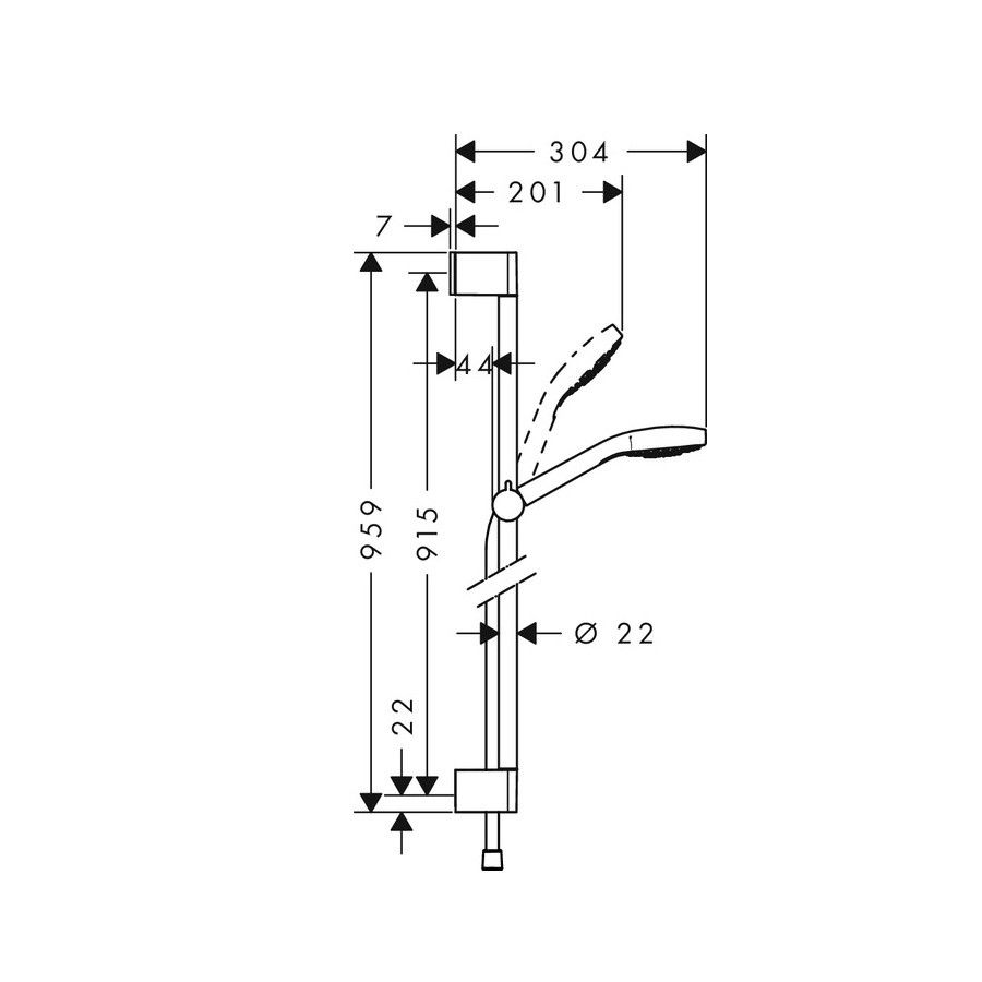 Hansgrohe Set Croma Select S 110 Multi EcoSmart / Unica'Croma 0,90m blanc/chrome 26571400