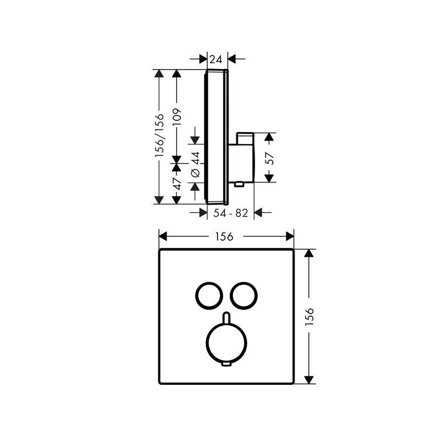ShowerSelect Set de finition en verre pour mitigeur thermostatique ShowerSelect E encastre avec 2 fonctions