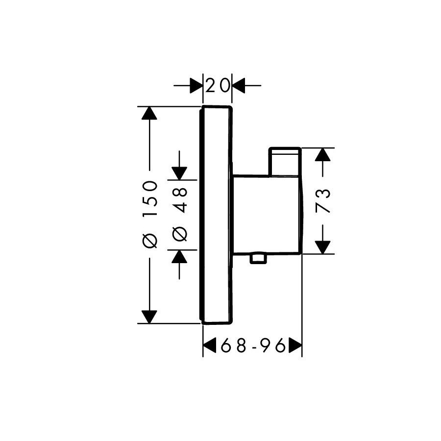 SHOWERSELECT S Set de finition pour mitigeur thermostatique encastre haut debit 15741000