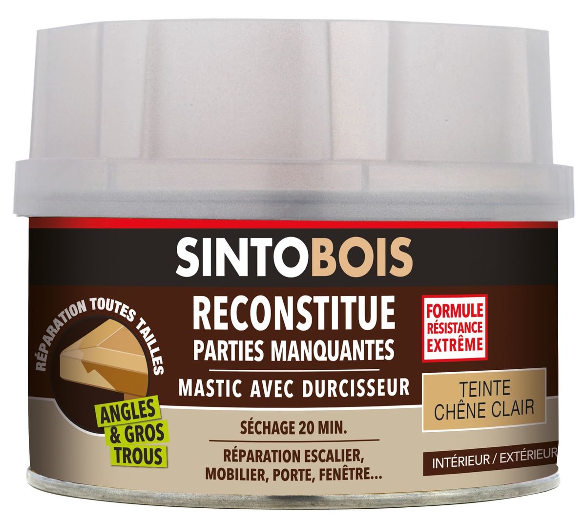 Sintobois Mastic A Bois Avec Durcisseur Boite 500 Ml 550 G Chene Clair