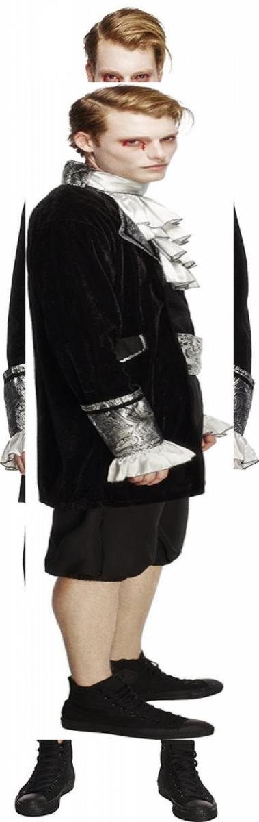 Fievre Collection, Baroque Vampire Costume Pour Homme, Noir Et Argent