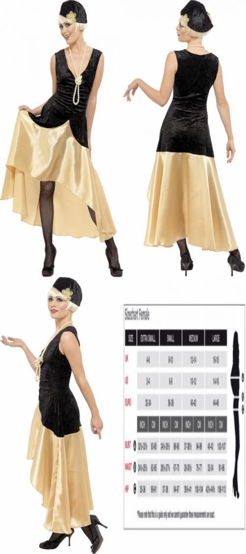 20s Gatsby Girl Costume, Black, Dress, H...