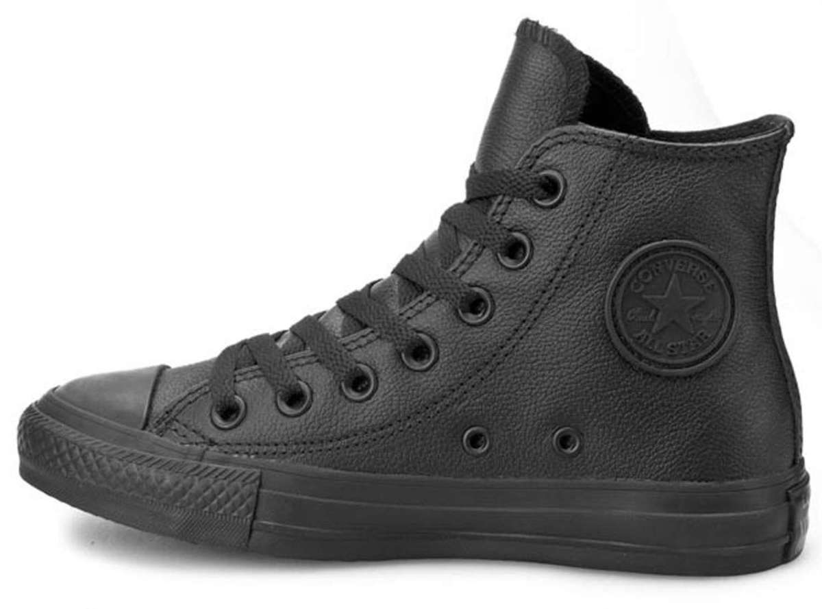 Basket Converse All Star Leather Hi - Noir - Adulte - Mixte - Cuir - Lacets