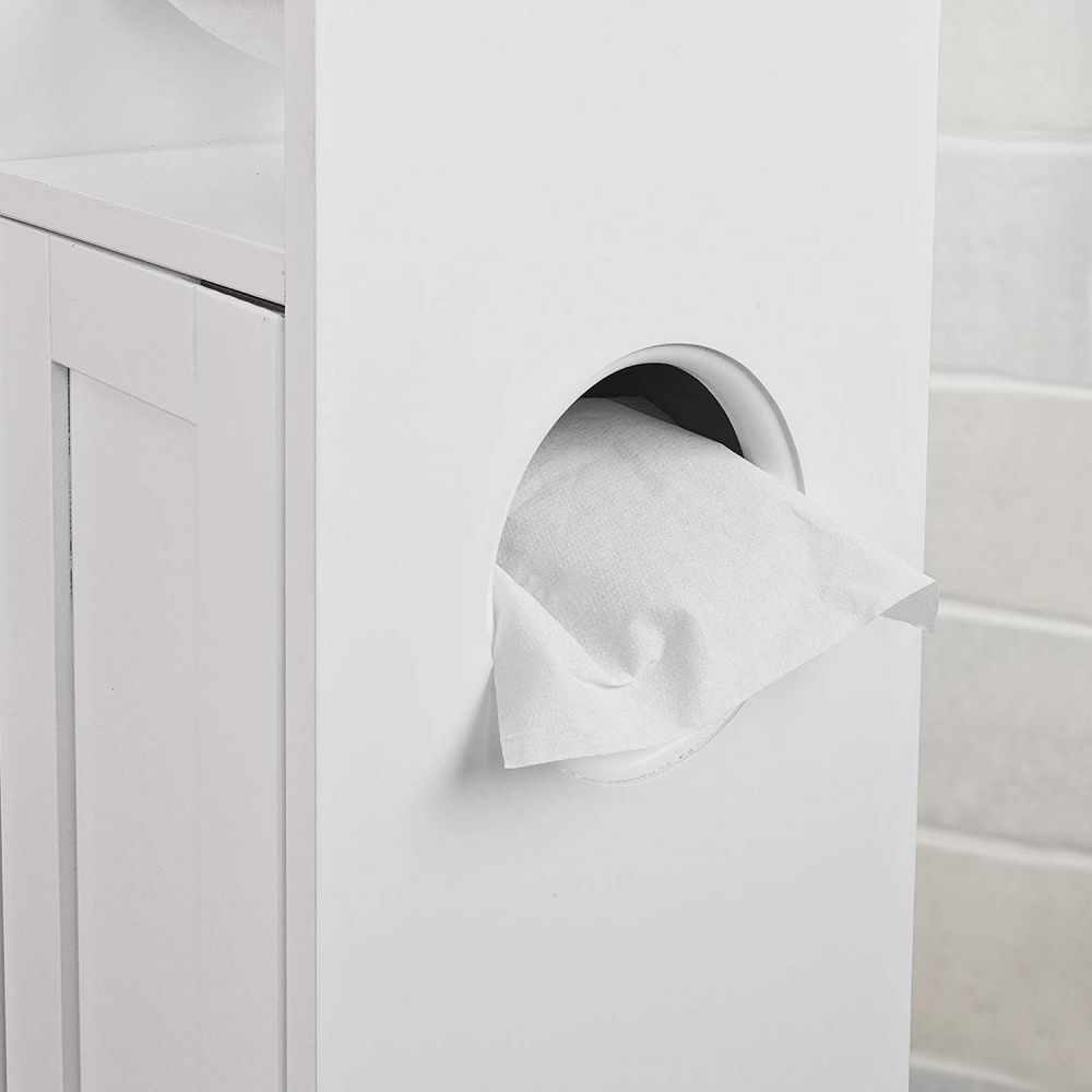 Sobuy Frg135 W Support Papier Toilette Armoire Porte Papier Toilettes Porte Brosse Wc En Bois Blanc