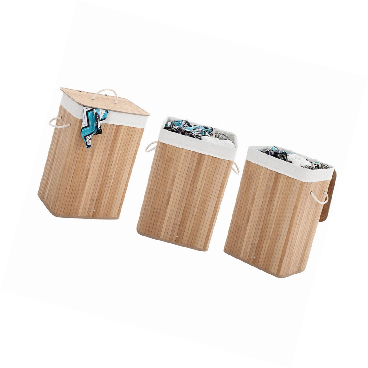 Songmics Corbeille A Linge Panier A Linge En Bambou Avec Sac Amovible Lavable 40 X 30 X 61 Cm Couleur Boisee Lcb10y