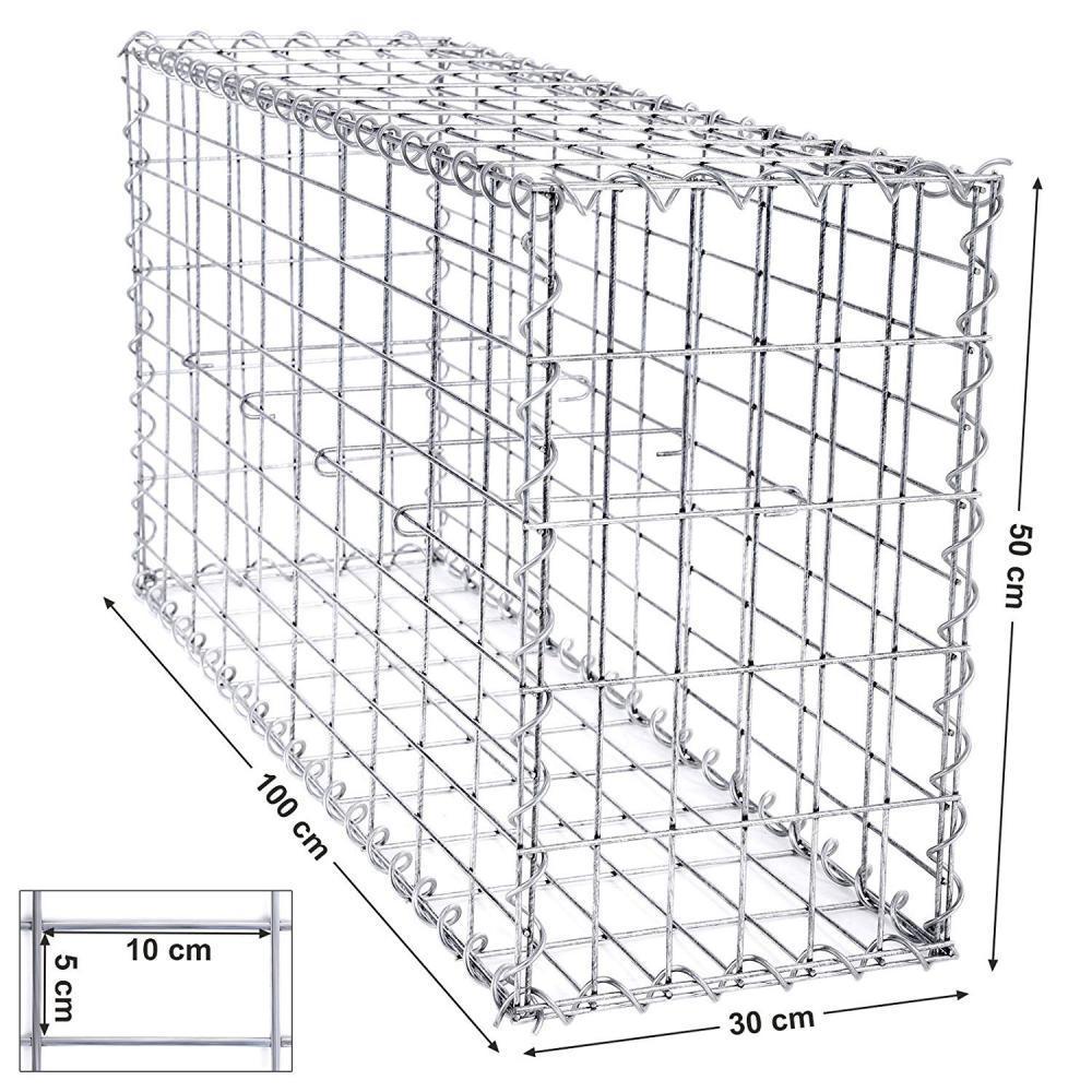 Gabion De Pierres 100 X 50 X 30 Cm Parterre En Acier Galvanise Panier Gabion Cloture Jardiniere A Gabion Ggb153 Songmics