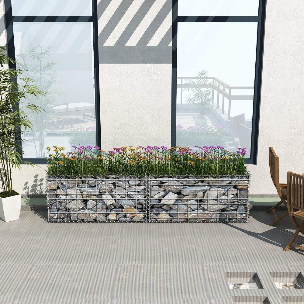 Gabion De Pierres 100 X 50 X 30 Cm Parterre En Acier Galvanise Panier Gabion Cloture Jardiniere A Gabion Ggb153 Songmics