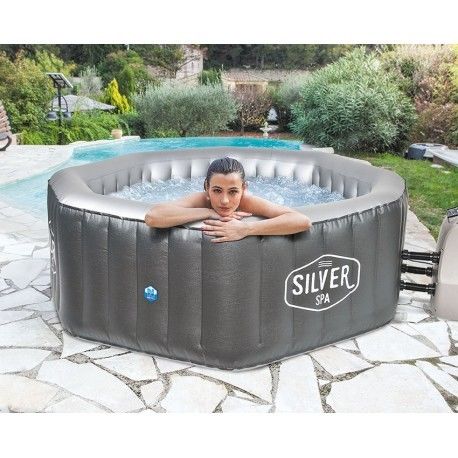 Spa Gonflable Octogonal Silver Poolstar 5 6 Personnes 195m X 195m X 70cm