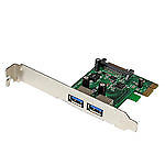 StarTech.com Carte Controleur PCI Express (PCIe) vers 2 ports USB 3.0 avec UASP - Adaptateur PCIe 2x USB 3.0 - Alimentation SATA