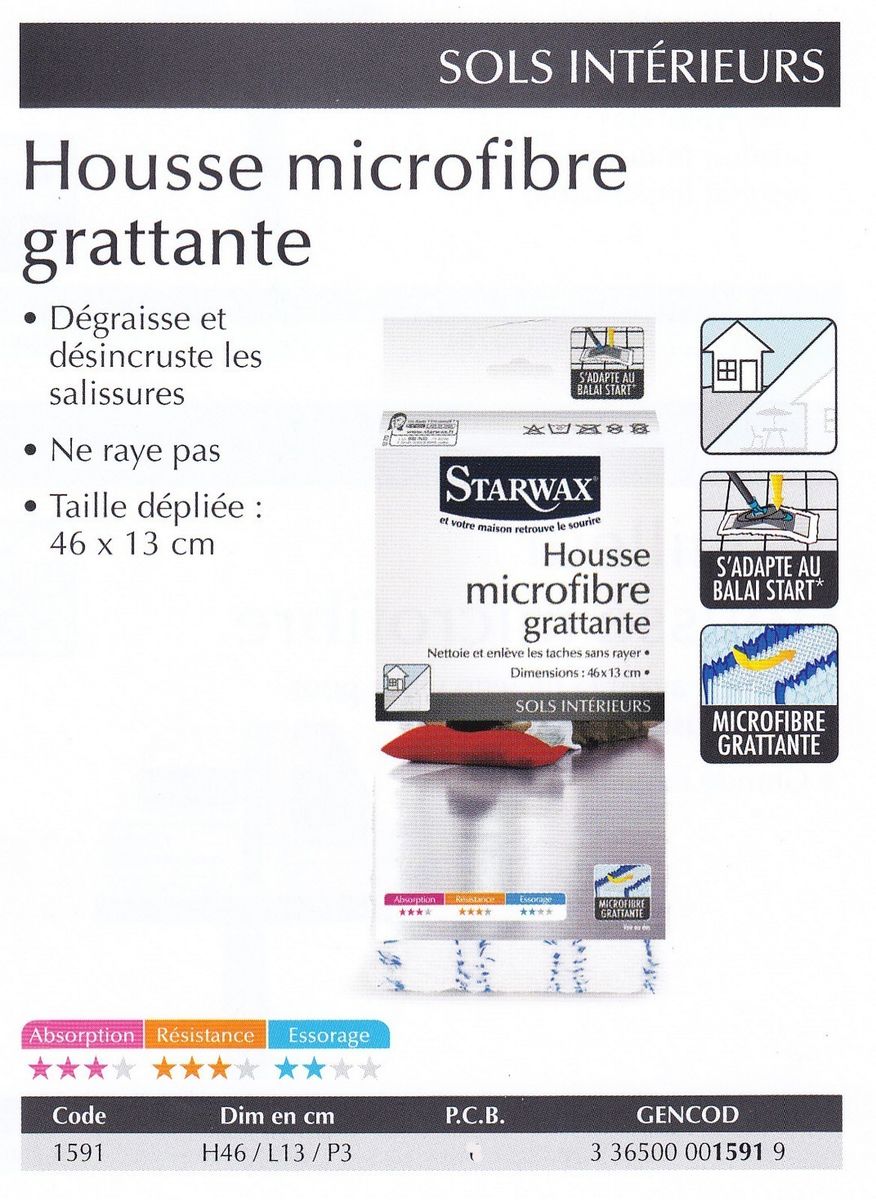 Housse Microfibre Grattante Pour Balai Plat