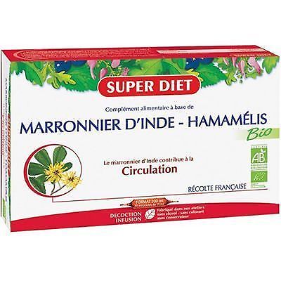 SUPERDIET MARRONIER D'INDE HAMAMELIS CIRCULATION 20 AMPOULES 15ML