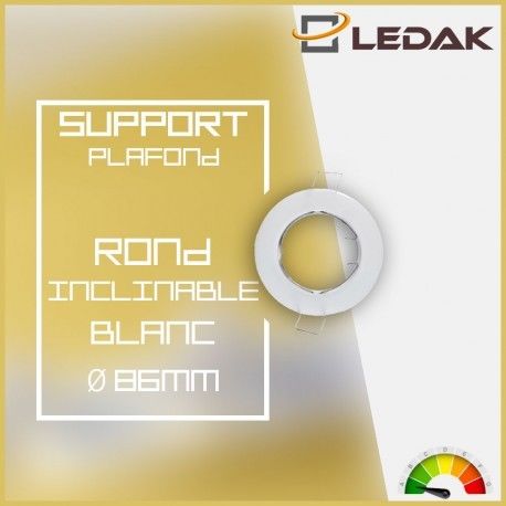 Support Spot Led Orientable Rond D86 Finition Blanc - VISION-EL