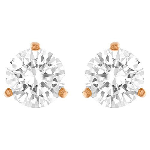Swarovski Boucles D'oreilles Solitaire, Blanc, Plaque Or Rose Blanc Rose Dore