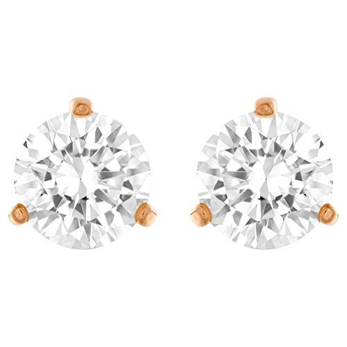 Swarovski Boucles D'oreilles Solitaire, Blanc, Plaque Or Rose Blanc Rose Dore