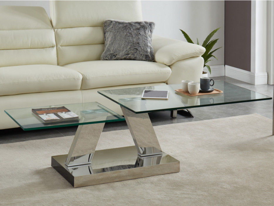 Table basse avec plateaux pivotants OYRUS Verre trempe metal