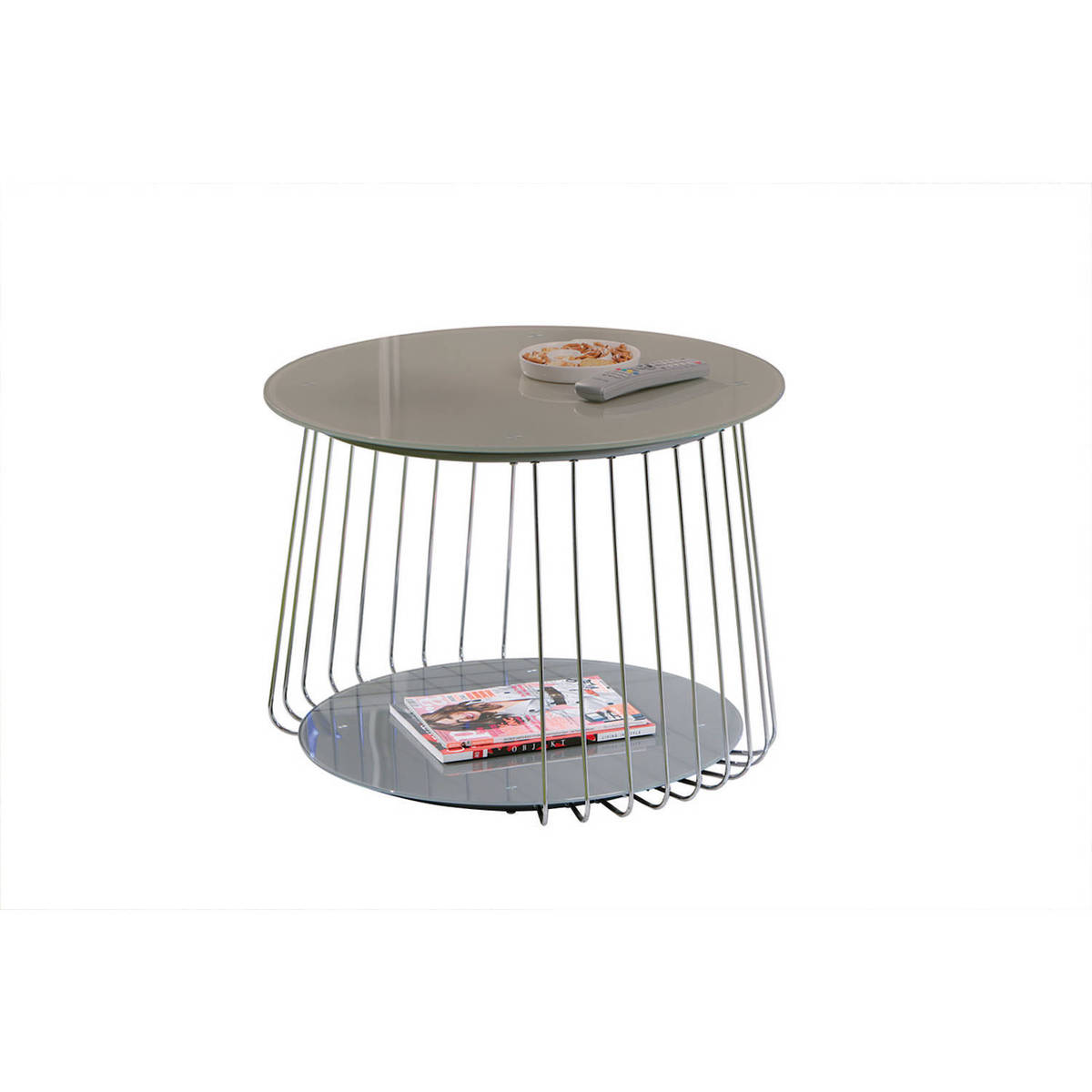 Table Basse Riva Cappucino-gris - Design Contemporain - Metal - 70x70x50cm