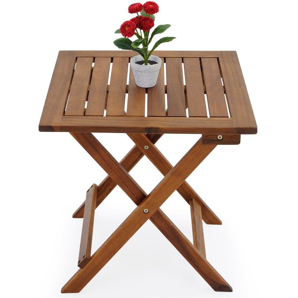 Casaria® Table Basse Pliante En Bois Dacacia 46x46cm Table Dappoint Pliable Pour Jardin Terrasse Interieur Exterieur