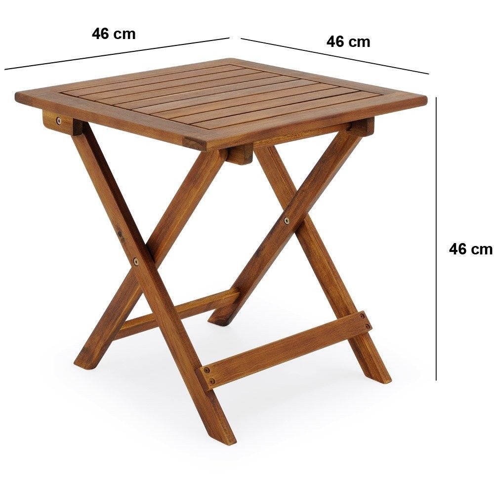 Casaria® Table Basse Pliante En Bois Dacacia 46x46cm Table Dappoint Pliable Pour Jardin Terrasse Interieur Exterieur