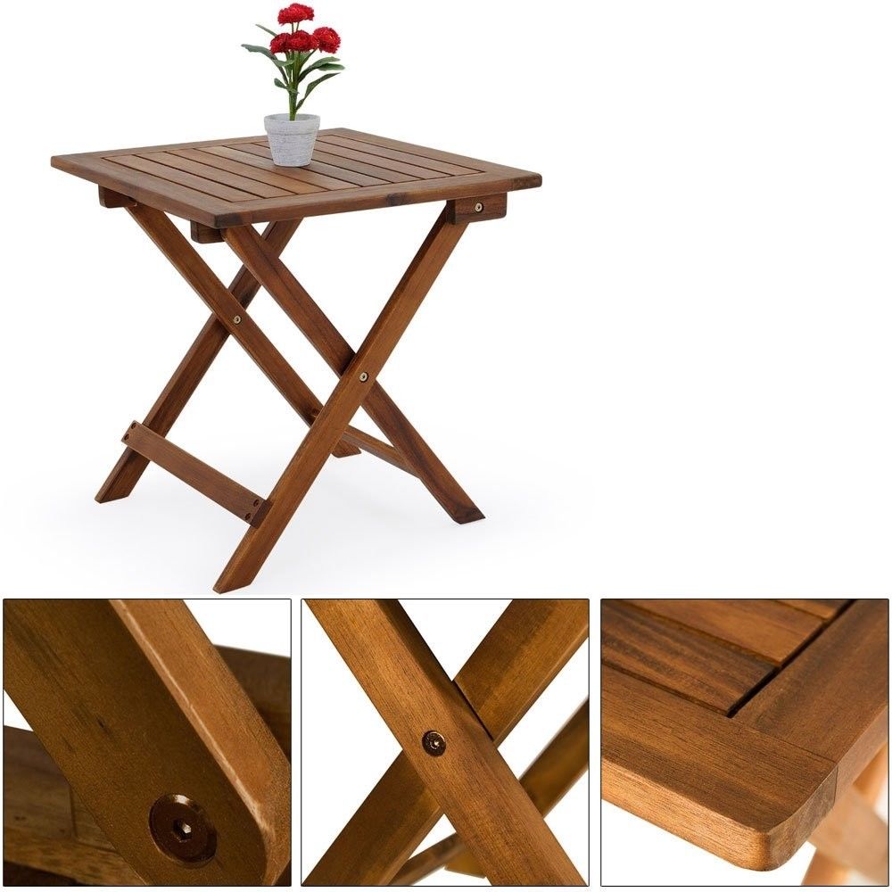 Casaria® Table Basse Pliante En Bois Dacacia 46x46cm Table Dappoint Pliable Pour Jardin Terrasse Interieur Exterieur